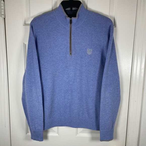 Greyson Blue Wool Cashmere Blend Quarter Zip Sweater Crest Logo Mens Medium Soft - Picture 3 of 7